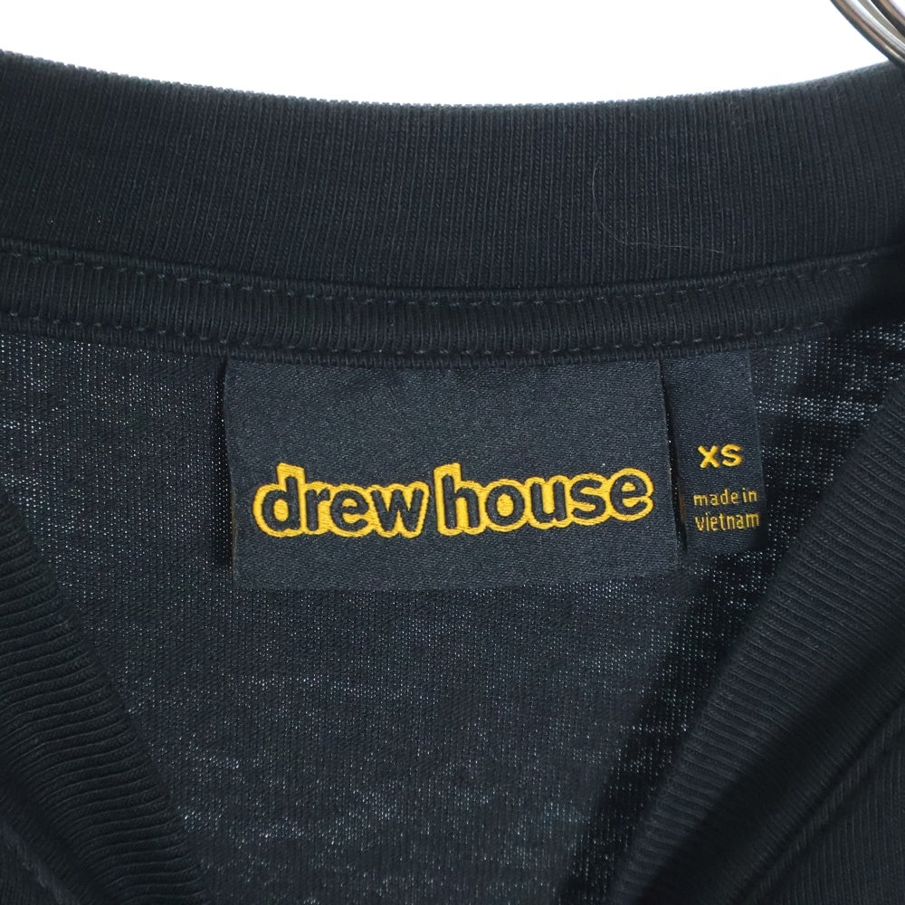 drew house(ドリューハウス) HEART LOGO TEE フロントハートロゴプリント クルーネック半袖Tシャツ カットソー ブラック/イエロー