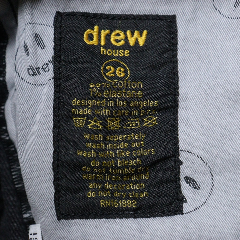 drew house(ドリューハウス) エンボレスロゴ ダメージ加工 クラッシュドデニムパンツ スキニー グレー
