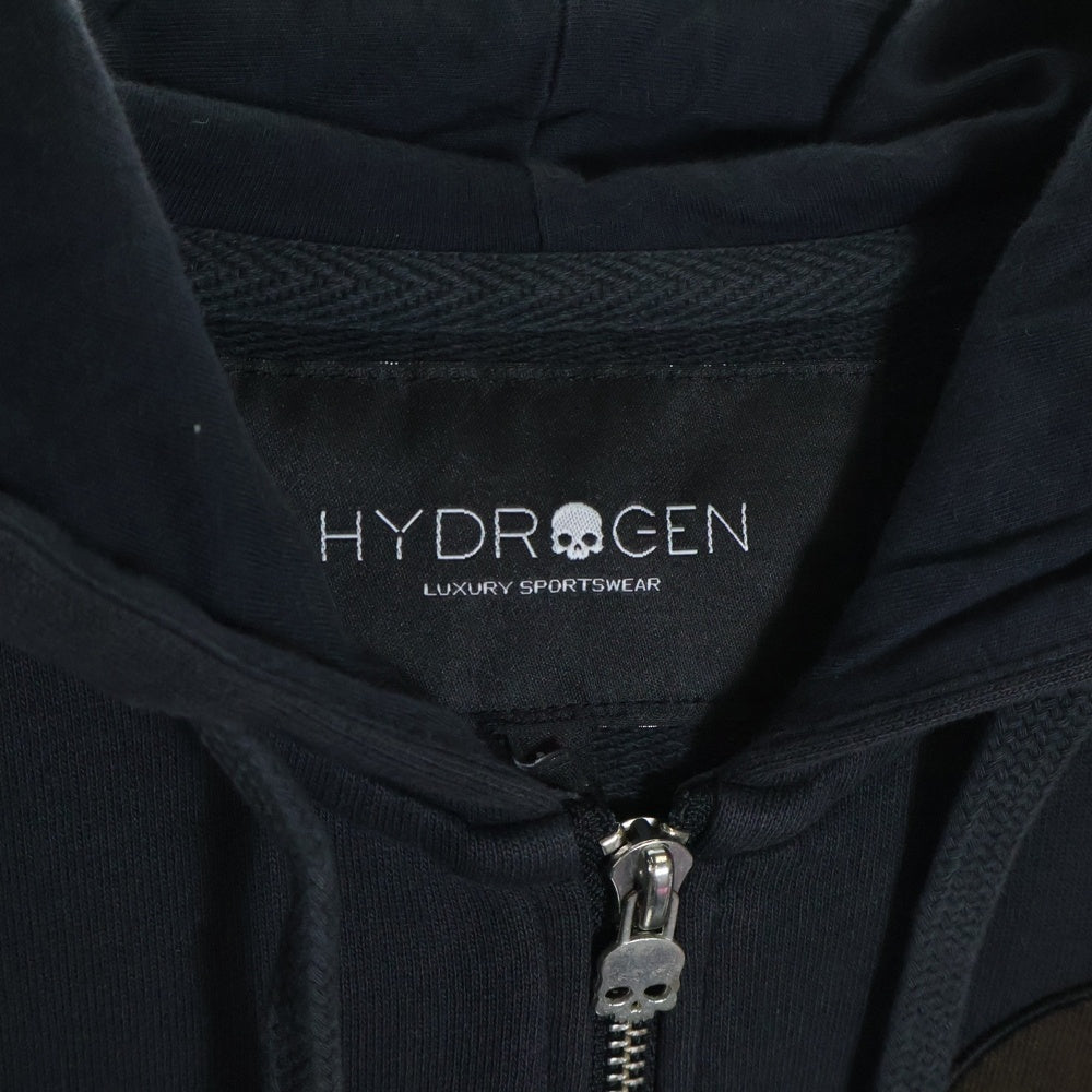 HYDROGEN(ハイドロゲン) フロントスカル刺繍 ジップアップパーカー ブラック