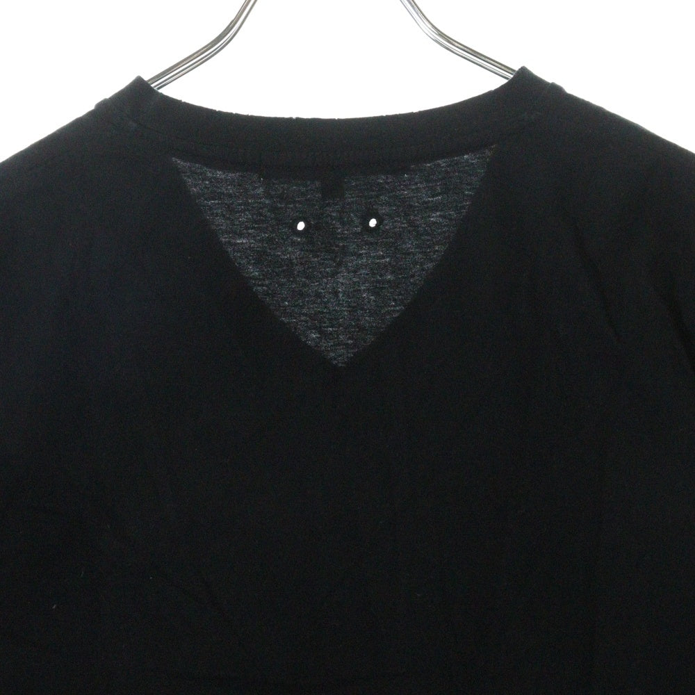 Bill Wall Leather/BWL(ビルウォールレザー) ラインストーン付き Vネック半袖カットソー Tシャツ ブラック MTS0108AW