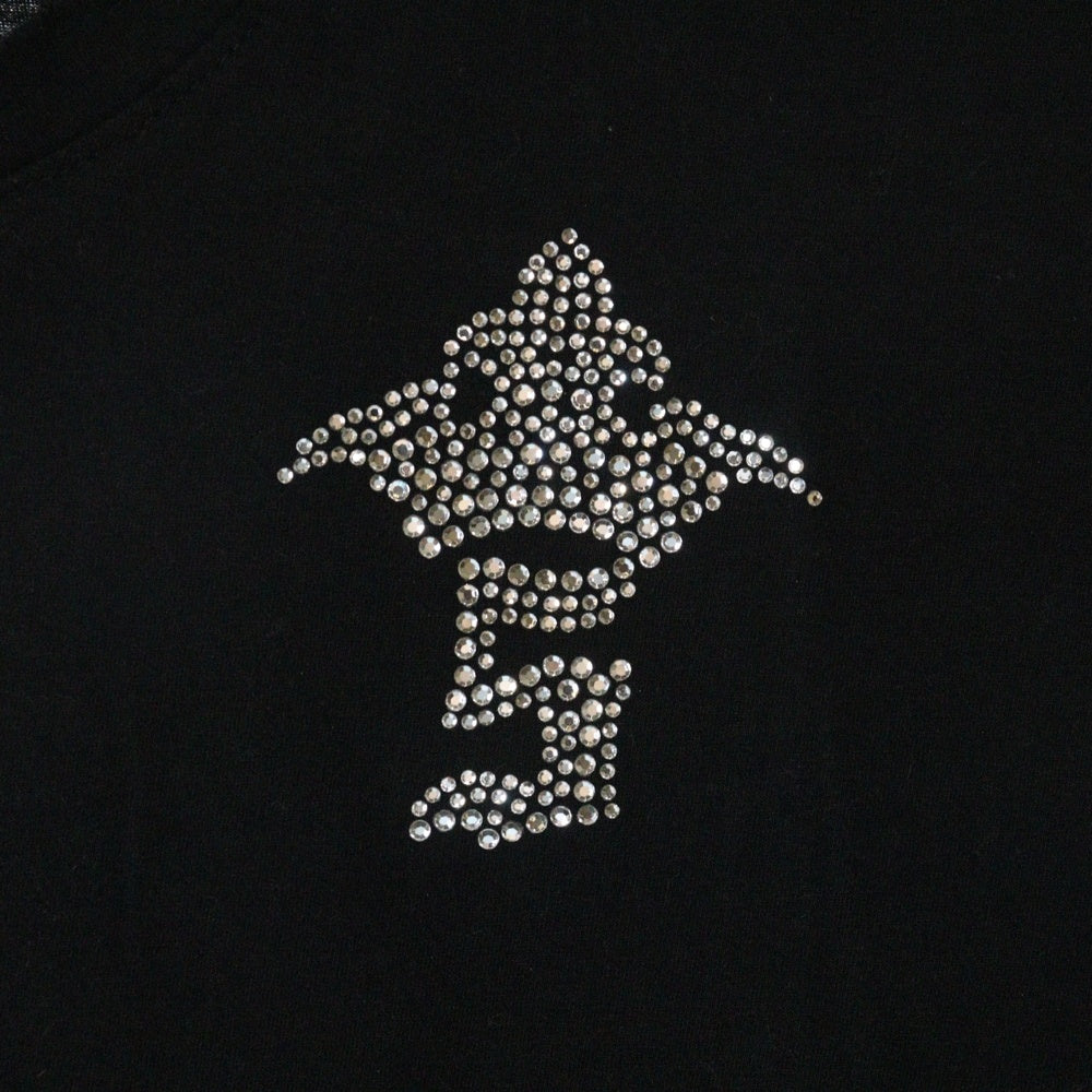 Bill Wall Leather/BWL(ビルウォールレザー) ラインストーン付き Vネック半袖カットソー Tシャツ ブラック MTS0108AW