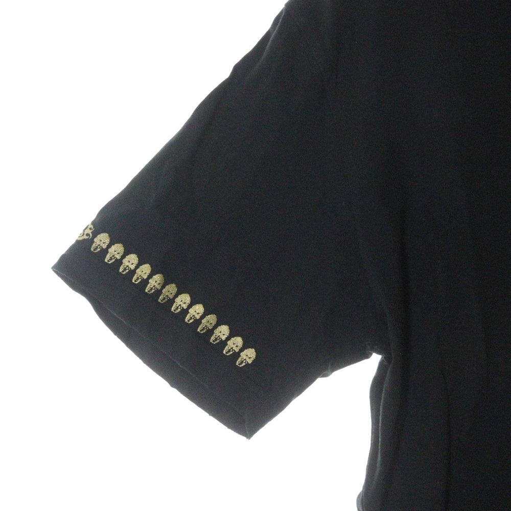 Bill Wall Leather/BWL(ビルウォールレザー) ラインストーン付き Vネック半袖カットソー Tシャツ ブラック MTS0108AW