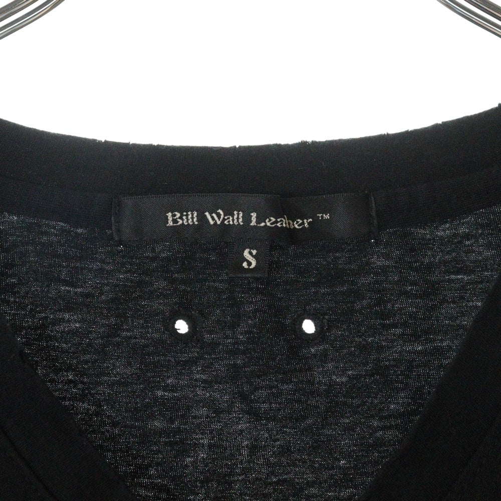 Bill Wall Leather/BWL(ビルウォールレザー) ラインストーン付き Vネック半袖カットソー Tシャツ ブラック MTS0108AW