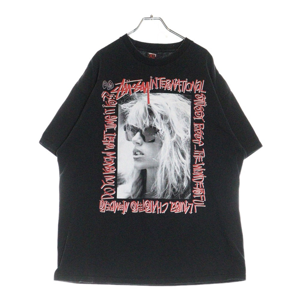 STUSSY(ステューシー) 00S Laura tee ローラ プリント クルーネック 半袖Tシャツ カットソー ブラック