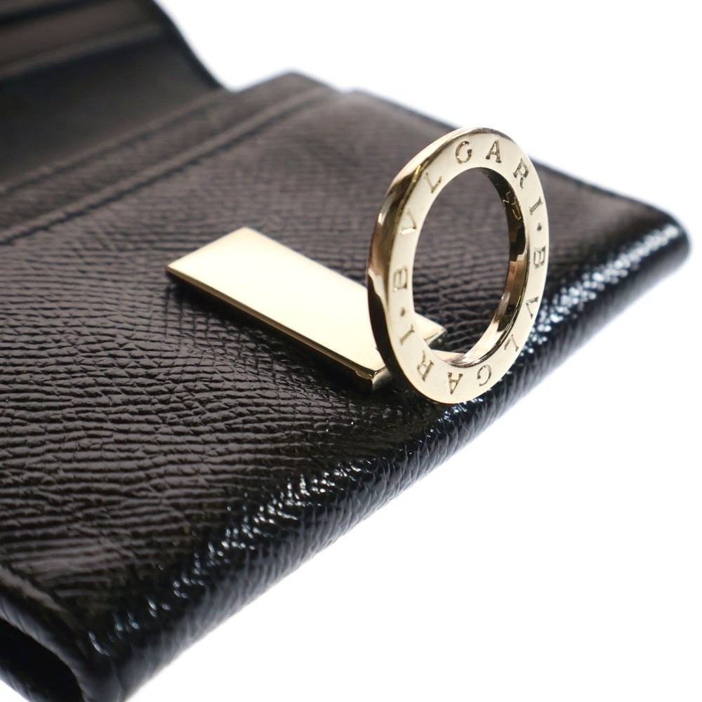 BVLGARI(ブルガリ) オーバルロゴ レザーカードケース フラグメントケース ブラック/シルバー 30420
