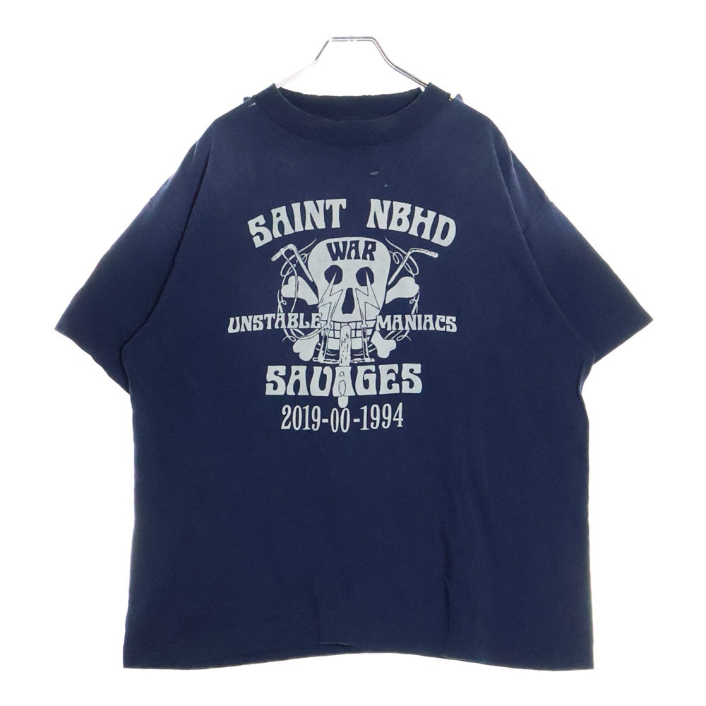 SAINT MICHAEL(セントマイケル) 25SS ×NEIGHBORHOOD STHD S/S TEE ネイバーフッド クルーネック半袖Tシャツカットソー ネイビー SM-HR3-0000-C71