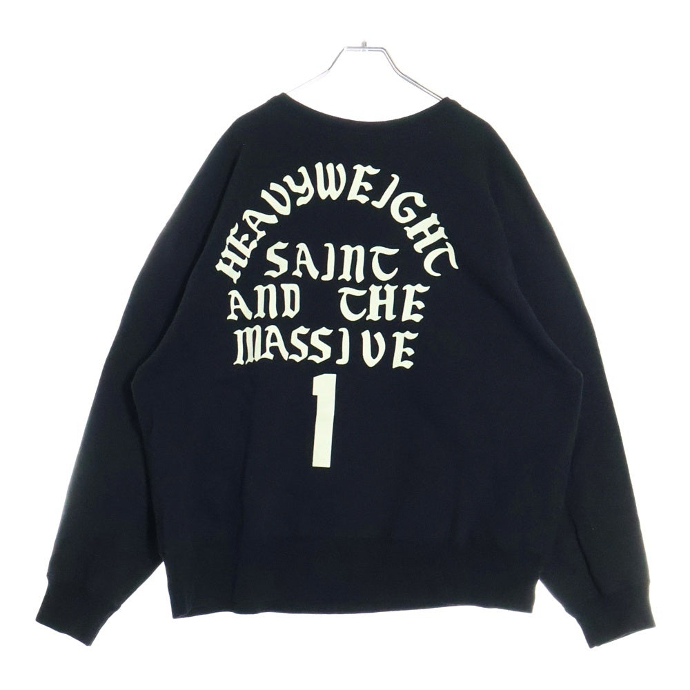 SAINT MICHAEL(セントマイケル) 24AW IT S SAINT/BLAC フェルトロゴ クルーネックスウェット ブラック SM-YS1-0000-028