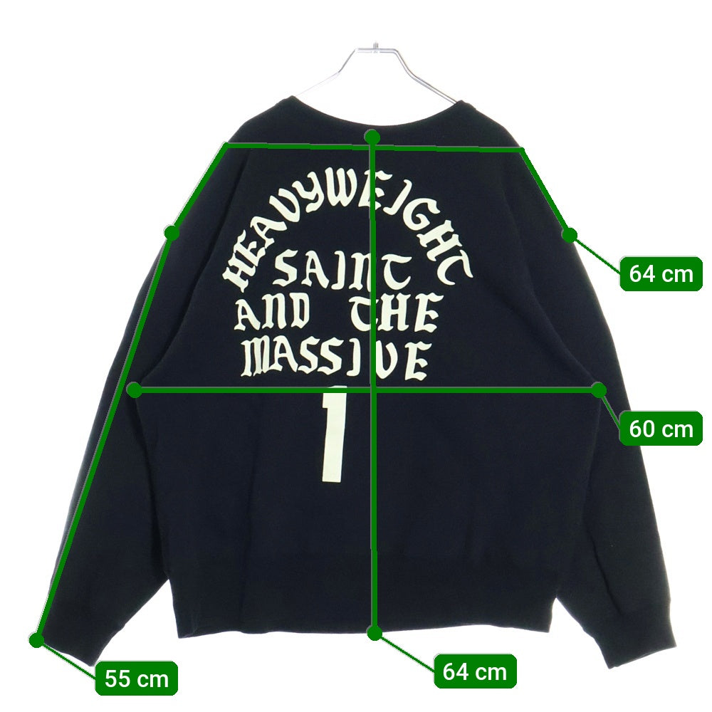 SAINT MICHAEL(セントマイケル) 24AW IT S SAINT/BLAC フェルトロゴ クルーネックスウェット ブラック SM-YS1-0000-028
