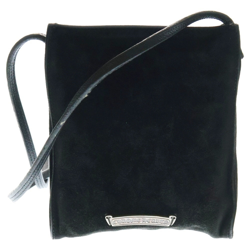CHROME HEARTS(クロムハーツ) SQ PKT 3CEME CRS スクエアポケット セメタリ―クロス パッチスエード レザーショルダーバッグ サコッシュ