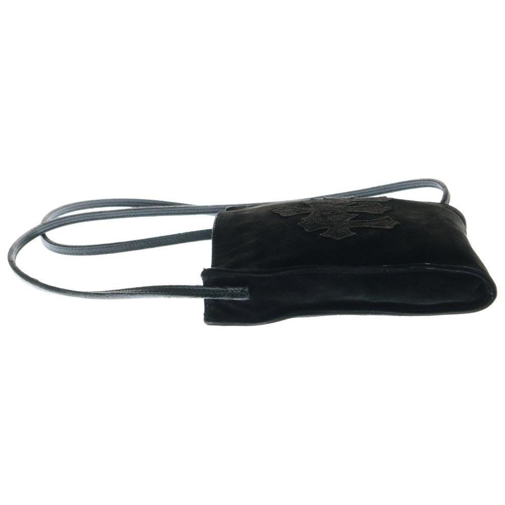 CHROME HEARTS(クロムハーツ) SQ PKT 3CEME CRS スクエアポケット セメタリ―クロス パッチスエード レザーショルダーバッグ サコッシュ