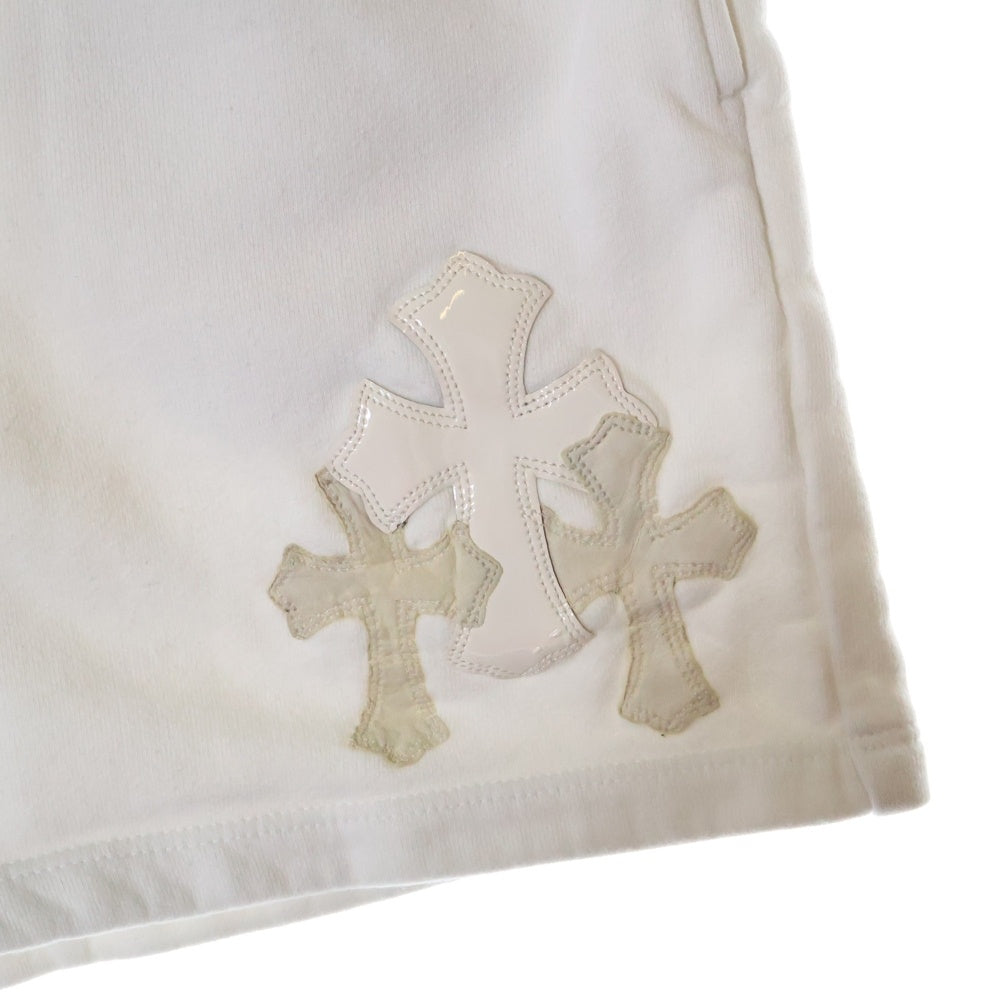 CHROME HEARTS(クロムハーツ) GRP Y NOT Sweat Shorts ワイノットスウェットショートパンツ ハーフパンツ ショーツ レザートリプルクロスパッチ ホワイト