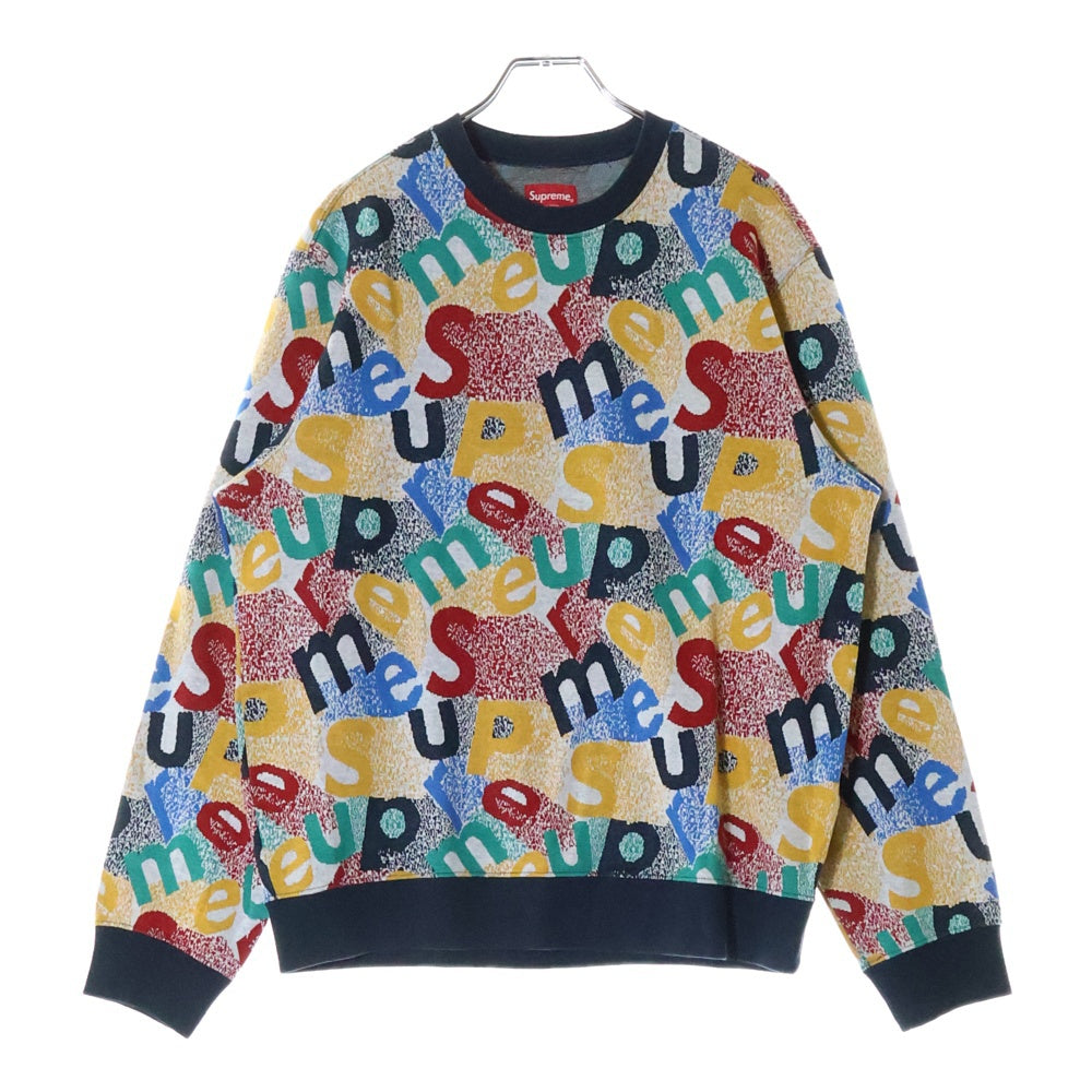 SUPREME(シュプリーム) 19AW Scatter Text Crewneck スキャターテキストクルーネックセーター 総柄ロゴコットンニット マルチ
