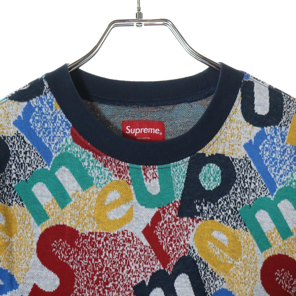 SUPREME(シュプリーム) 19AW Scatter Text Crewneck スキャターテキストクルーネックセーター 総柄ロゴコットンニット マルチ