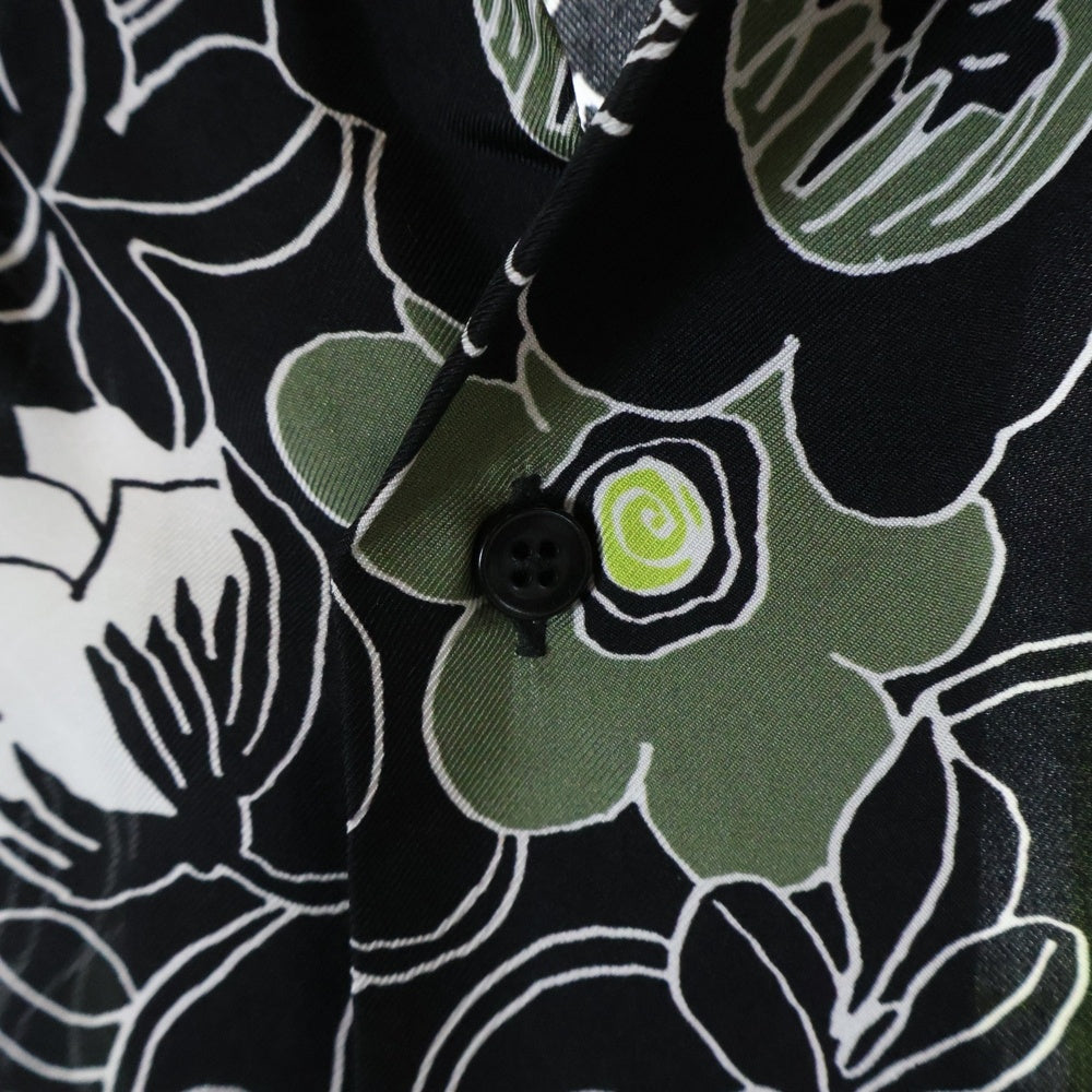 AMIRI(アミリ) FLOWER SILK CAMP SHIRT フラワー 総柄 シルク オープンカラー 半袖シャツ ブラック