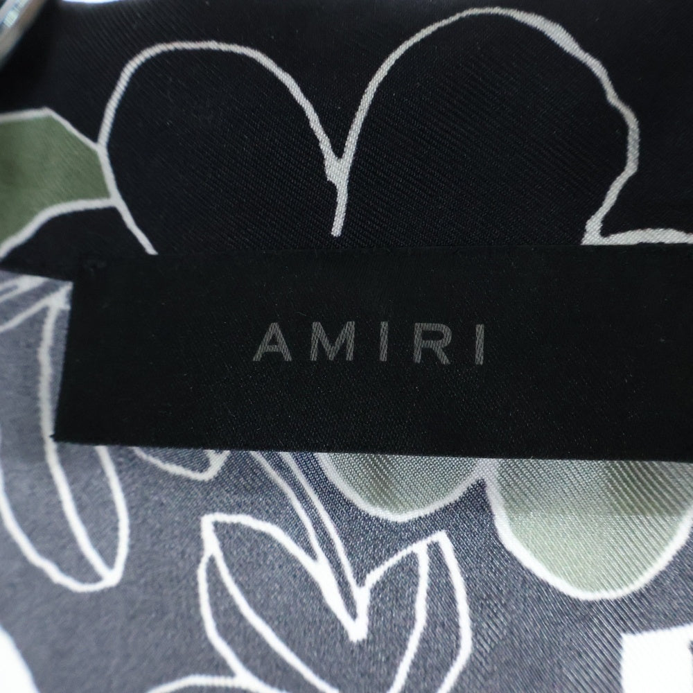 AMIRI(アミリ) FLOWER SILK CAMP SHIRT フラワー 総柄 シルク オープンカラー 半袖シャツ ブラック
