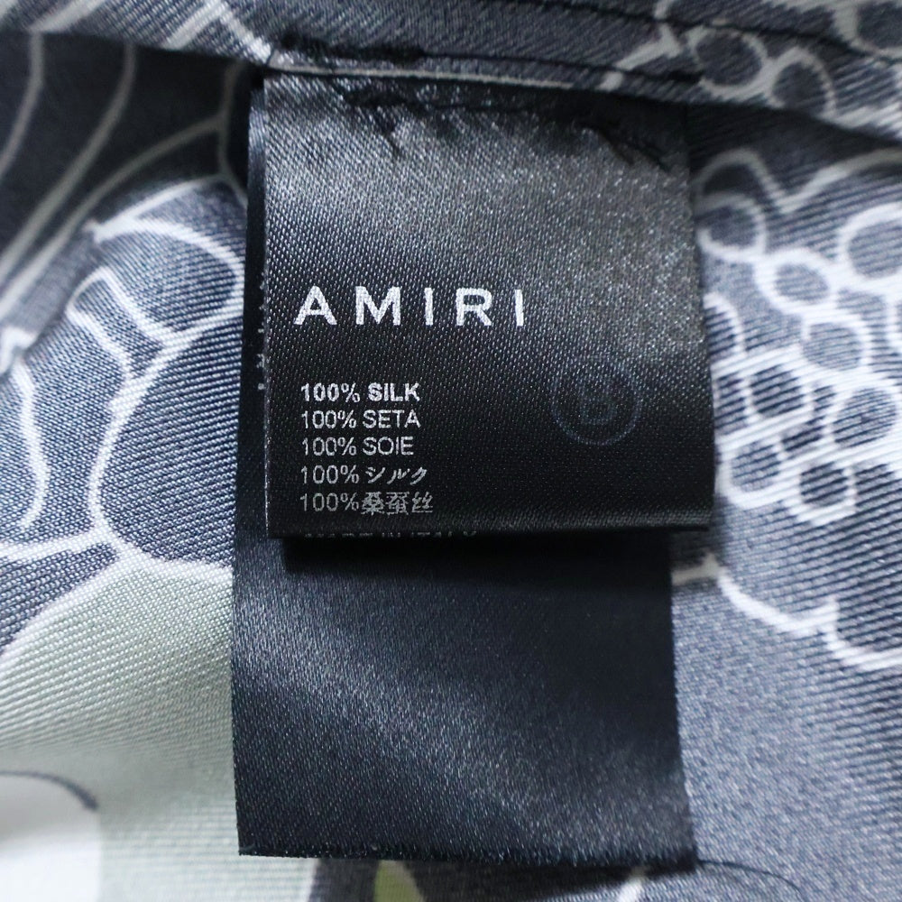 AMIRI(アミリ) FLOWER SILK CAMP SHIRT フラワー 総柄 シルク オープンカラー 半袖シャツ ブラック