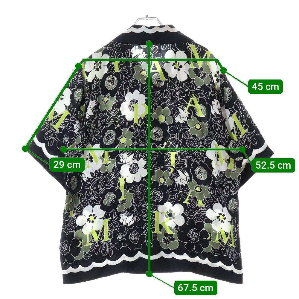 AMIRI(アミリ) FLOWER SILK CAMP SHIRT フラワー 総柄 シルク オープンカラー 半袖シャツ ブラック