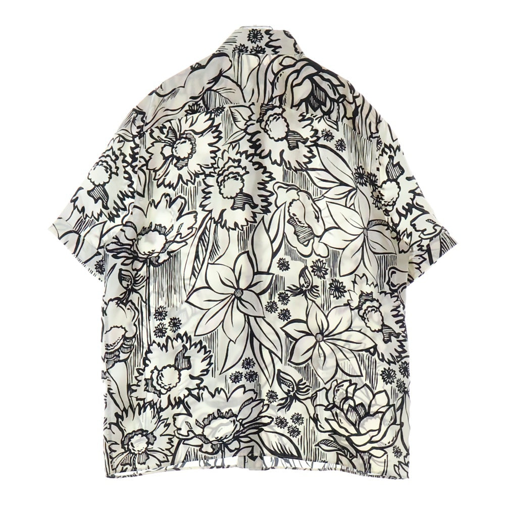 FENDI(フェンディ) 20AW Flower Silk Shirt フラワー 総柄 シルク 半袖シャツ ホワイト/ブラック FS0795 ABIZ