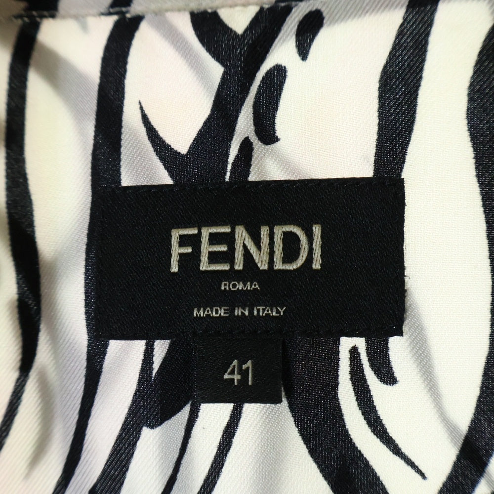FENDI(フェンディ) 20AW Flower Silk Shirt フラワー 総柄 シルク 半袖シャツ ホワイト/ブラック FS0795 ABIZ