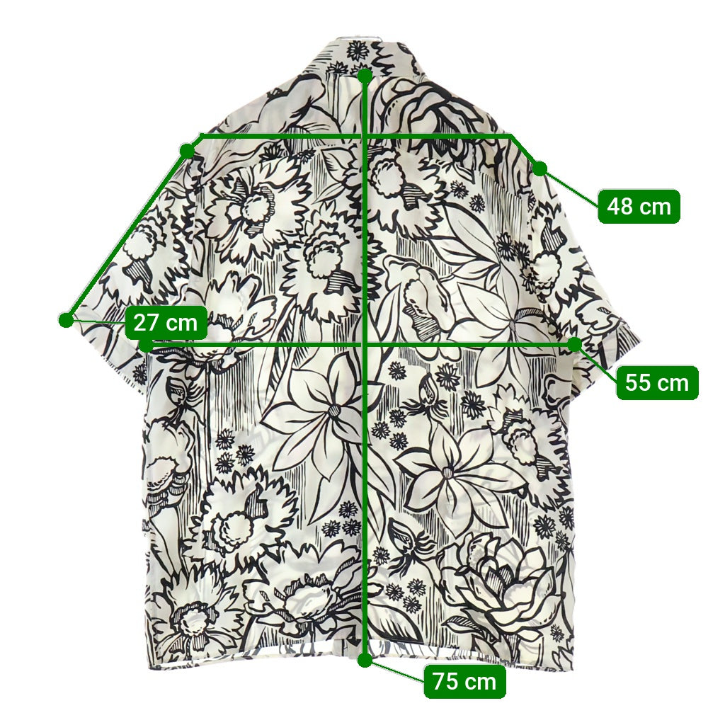 FENDI(フェンディ) 20AW Flower Silk Shirt フラワー 総柄 シルク 半袖シャツ ホワイト/ブラック FS0795 ABIZ
