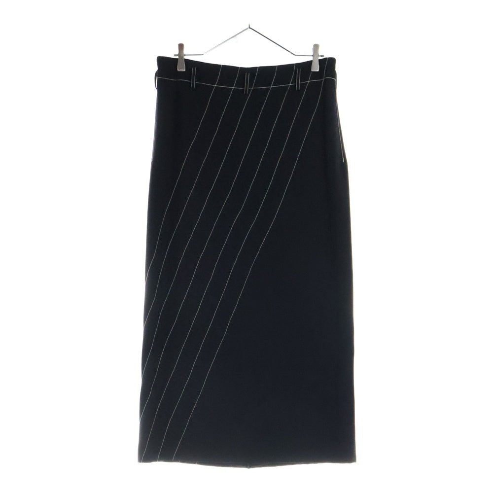 Yohji Yamamoto FEMME(ヨウジヤマモトファム) 93SS マルチボタン ホワイトステッチ ウールギャバジン スカート ブラック FP-S01-101 レディース
