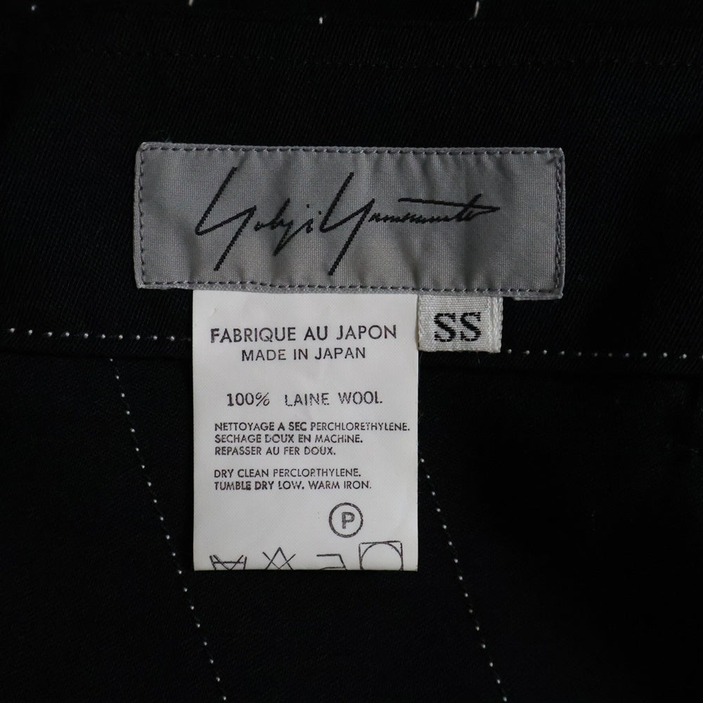 Yohji Yamamoto FEMME(ヨウジヤマモトファム) 93SS マルチボタン ホワイトステッチ ウールギャバジン スカート ブラック FP-S01-101 レディース