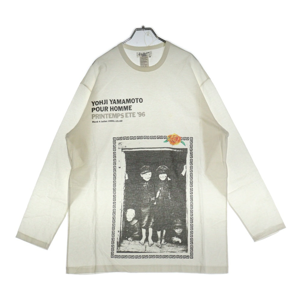 Yohji Yamamoto POUR HOMME(ヨウジヤマモト プールオム) 96SS 花と少年期 フォトプリント クルーネック 長袖Tシャツカットソー ホワイト HF-T86-025