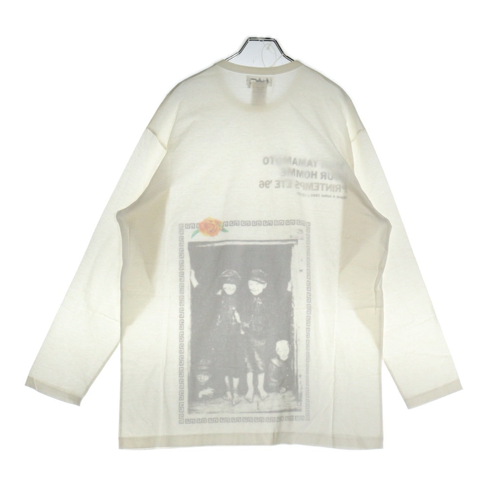 Yohji Yamamoto POUR HOMME(ヨウジヤマモト プールオム) 96SS 花と少年期 フォトプリント クルーネック 長袖Tシャツカットソー ホワイト HF-T86-025