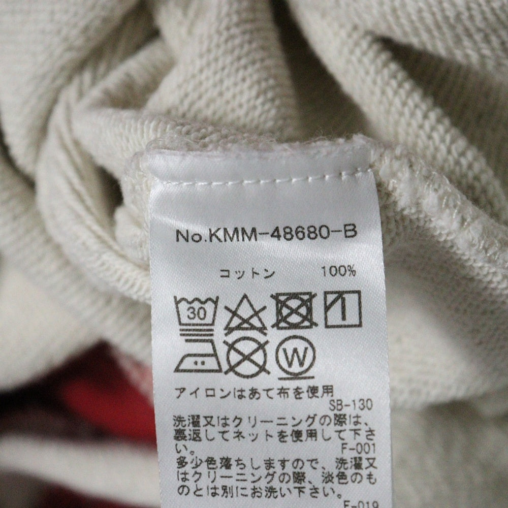 MAISON KITSUNE(メゾンキツネ) ツートンカラー フロントプリント クルーネックスウェットトレーナー グレー/レッド KMM-48680-B