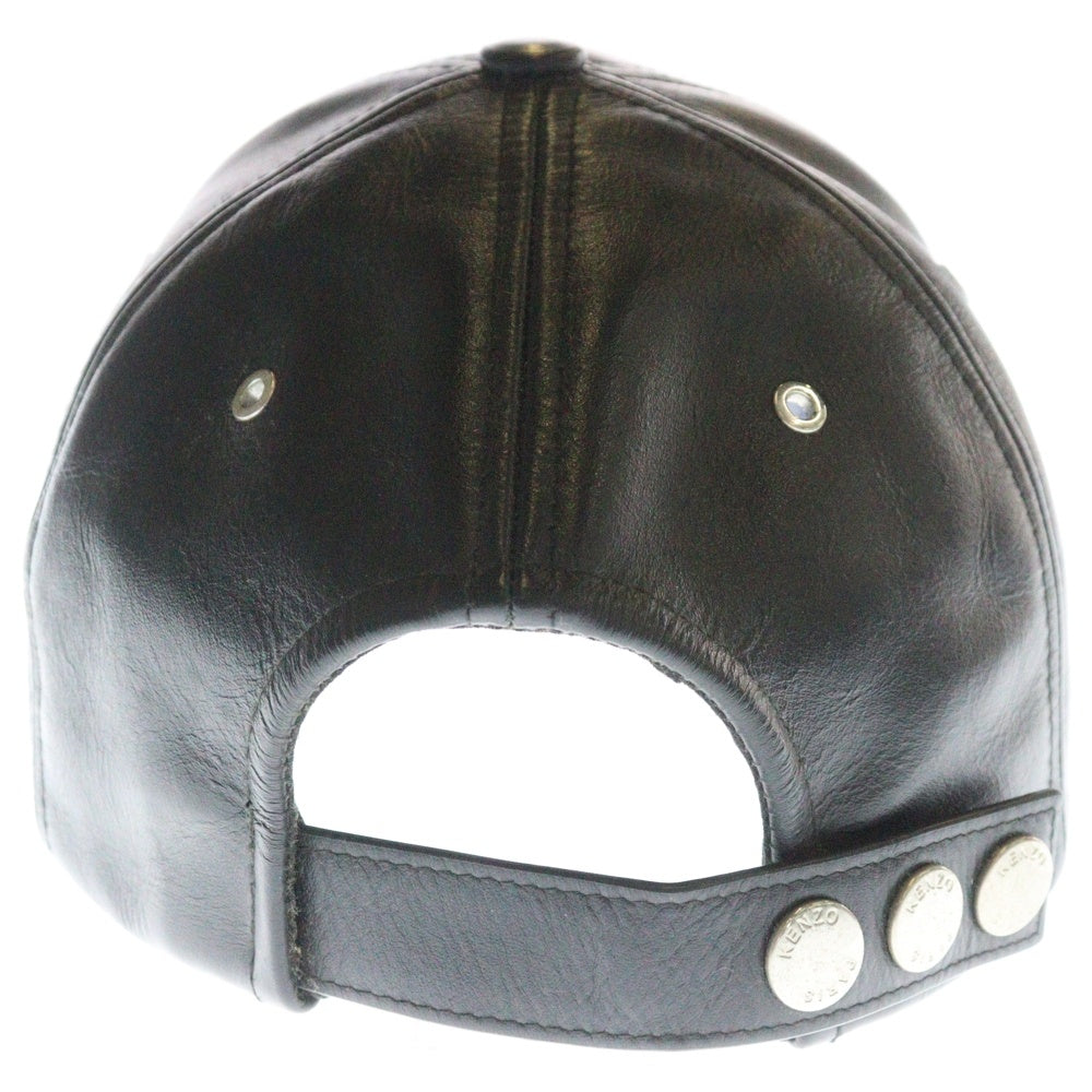 KENZO(ケンゾー) 20SS Leather Logo Cap レザー ロゴ ベースボール キャップ 帽子 ブラック BL1118