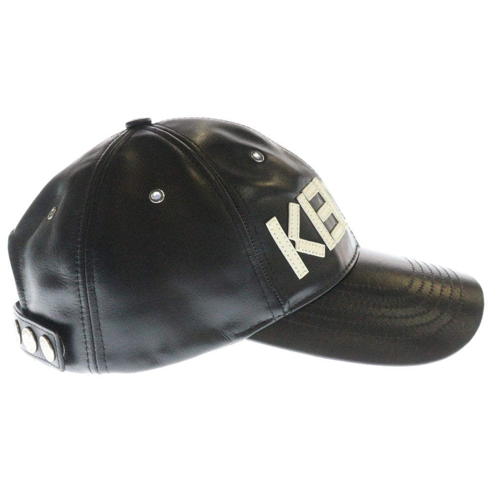 KENZO(ケンゾー) 20SS Leather Logo Cap レザー ロゴ ベースボール キャップ 帽子 ブラック BL1118