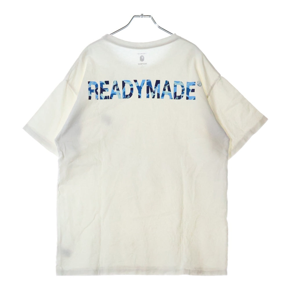 A BATHING APE(アベイシングエイプ) 21SS ×READYMADE PKG TEE フロントロゴ クルーネック半袖Tシャツ カットソー ホワイト/ブルー