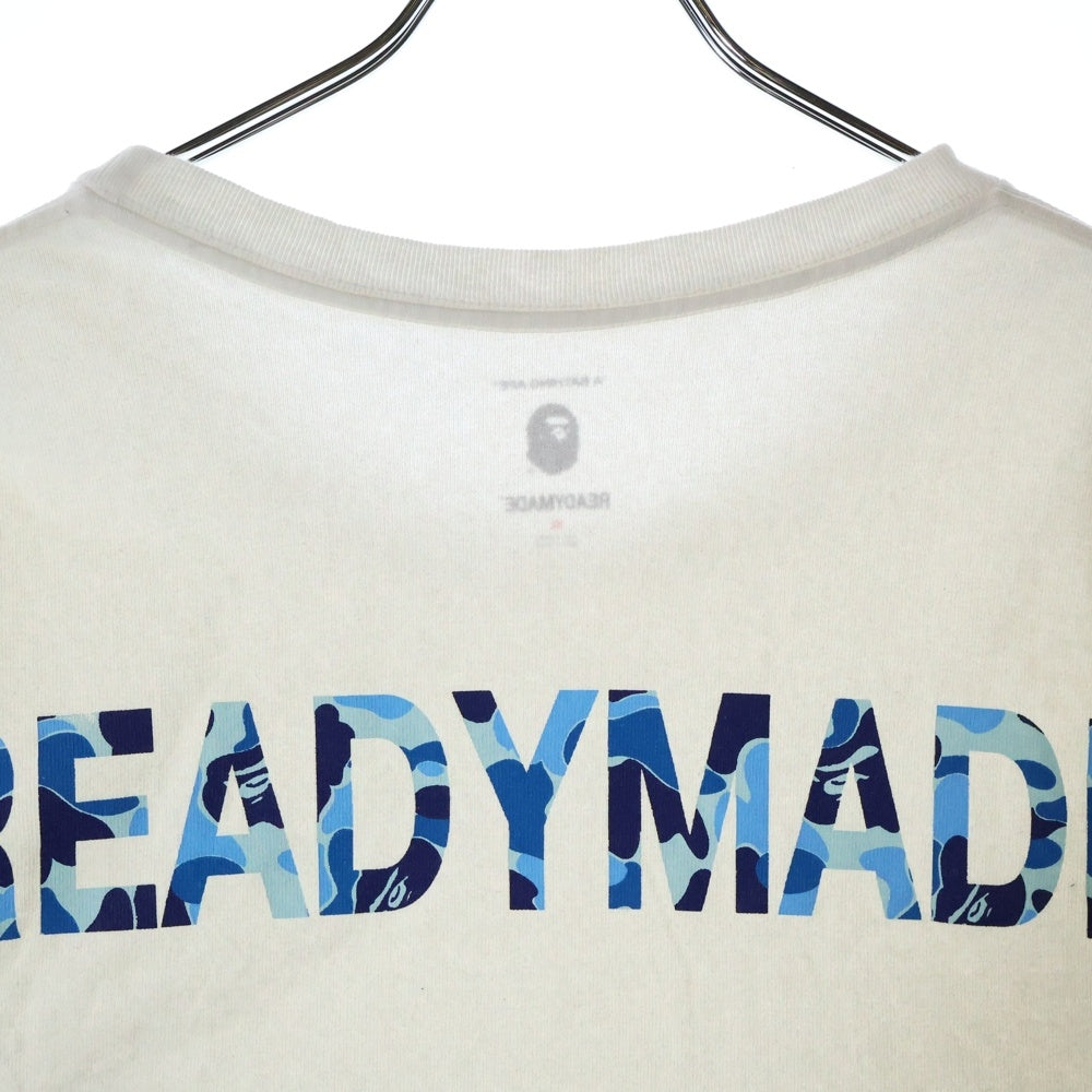 A BATHING APE(アベイシングエイプ) 21SS ×READYMADE PKG TEE フロントロゴ クルーネック半袖Tシャツ カットソー ホワイト/ブルー