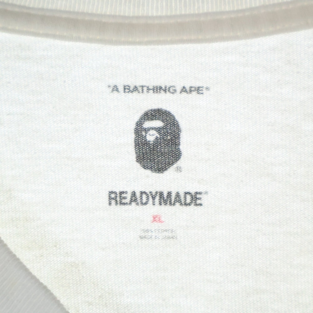 A BATHING APE(アベイシングエイプ) 21SS ×READYMADE PKG TEE フロントロゴ クルーネック半袖Tシャツ カットソー ホワイト/ブルー
