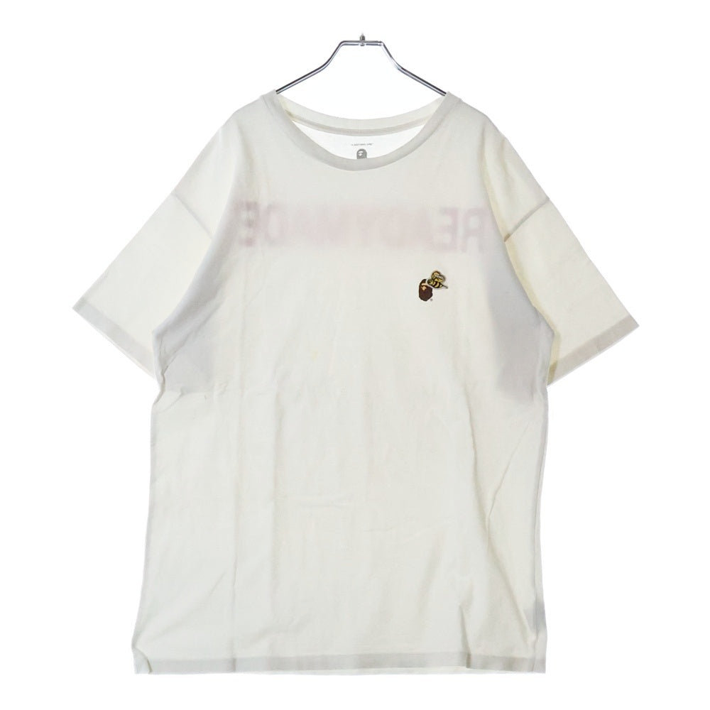 A BATHING APE(アベイシングエイプ) 21SS ×READYMADE PKG TEE フロントロゴ クルーネック半袖Tシャツ カットソー ホワイト/ピンク