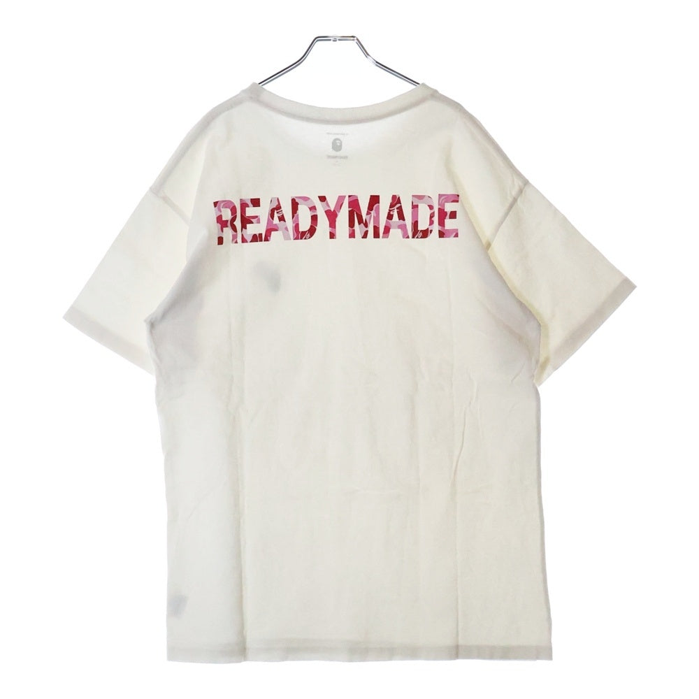 A BATHING APE(アベイシングエイプ) 21SS ×READYMADE PKG TEE フロントロゴ クルーネック半袖Tシャツ カットソー ホワイト/ピンク