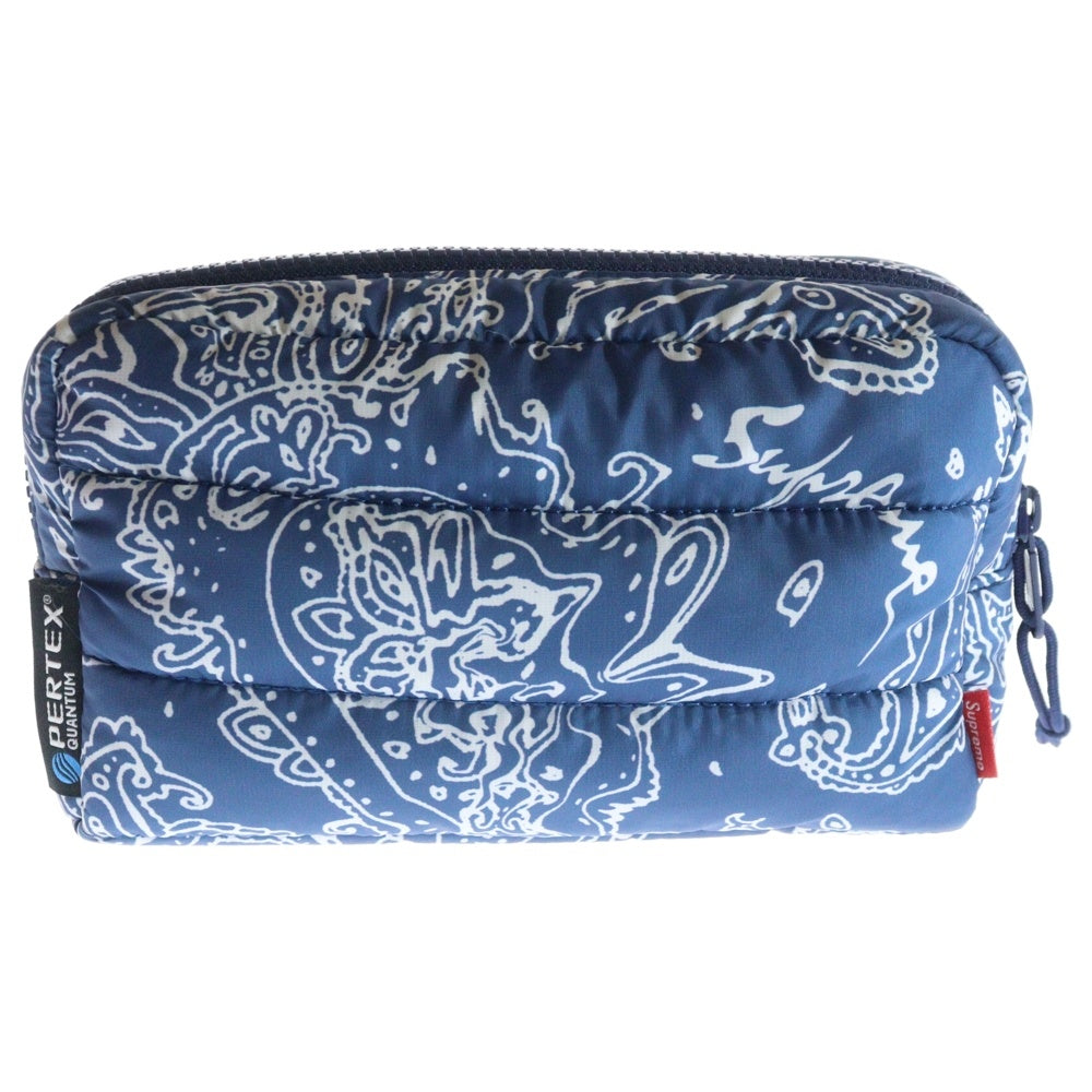 SUPREME(シュプリーム) 22AW Puffer Pouch ペイズリー パファー ラウンドジップ ポーチ ブルー
