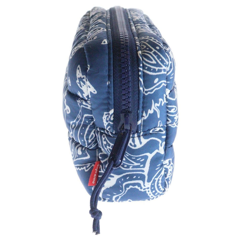 SUPREME(シュプリーム) 22AW Puffer Pouch ペイズリー パファー ラウンドジップ ポーチ ブルー