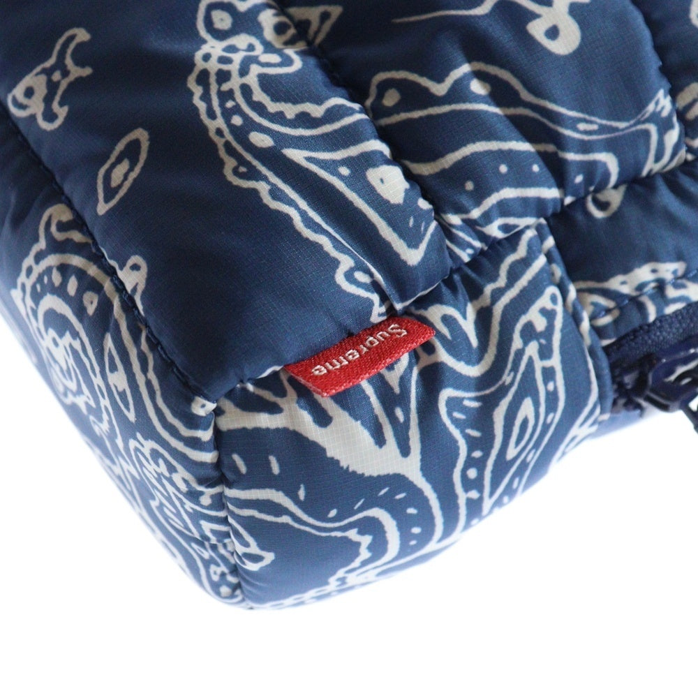 SUPREME(シュプリーム) 22AW Puffer Pouch ペイズリー パファー ラウンドジップ ポーチ ブルー