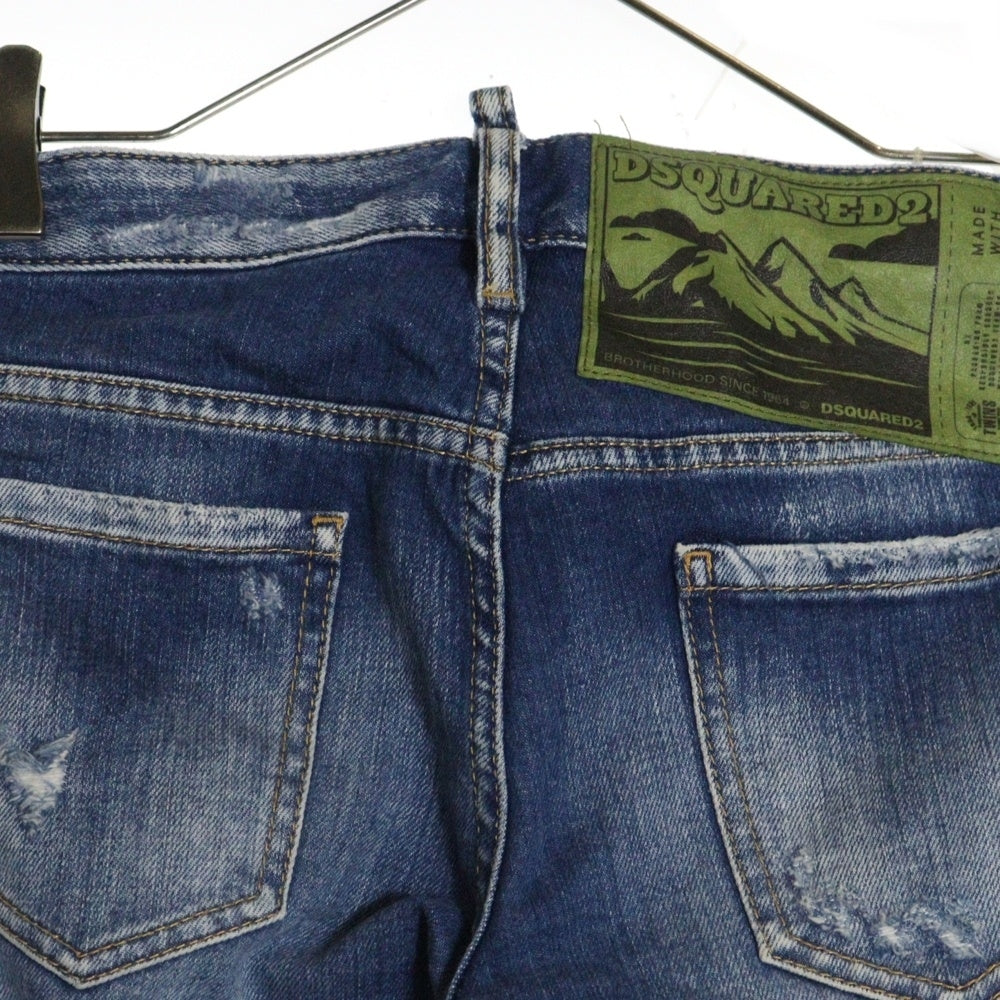 DSQUARED2(ディースクエアード) 22AW ダメージ加工 ボタンフライ スキニーデニムパンツ インディゴ S72LB0556 S30663