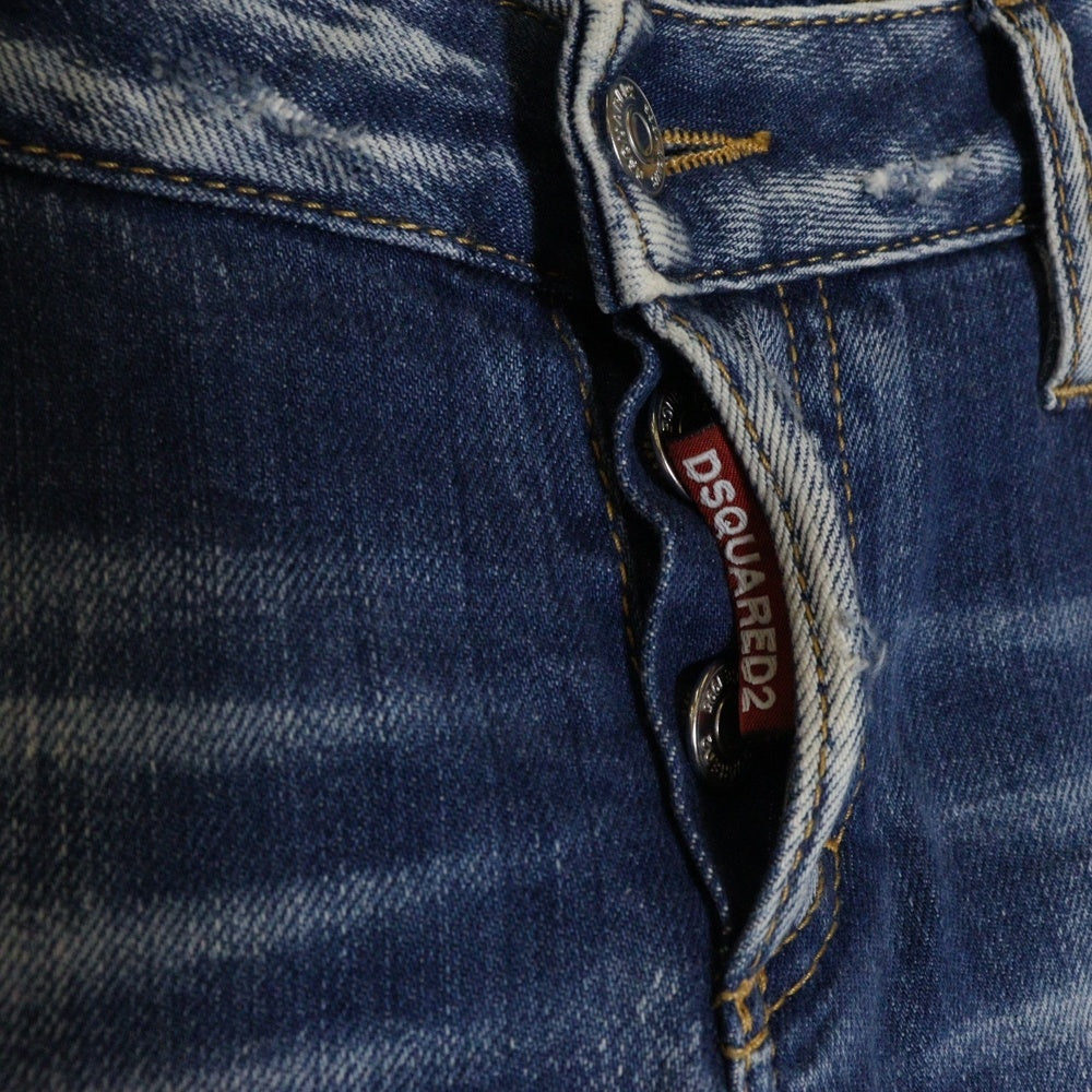 DSQUARED2(ディースクエアード) 22AW ダメージ加工 ボタンフライ スキニーデニムパンツ インディゴ S72LB0556 S30663