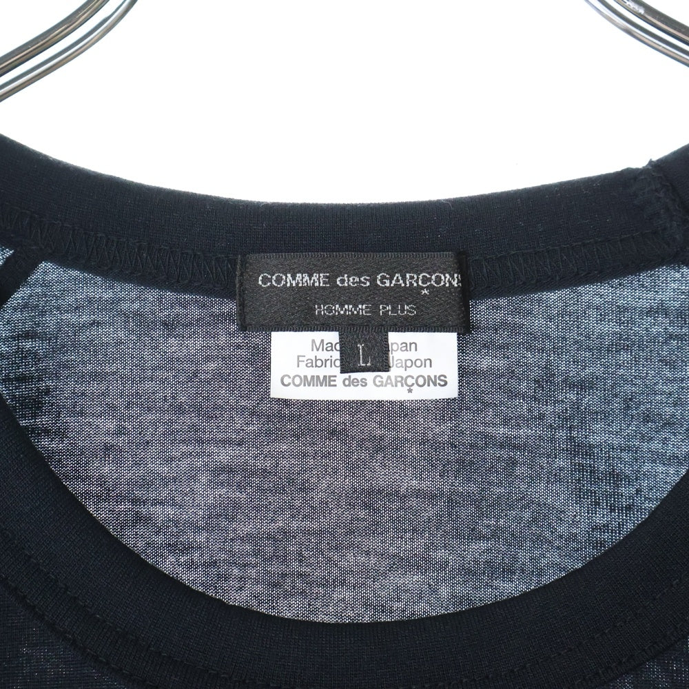 COMME des GARCONS HOMME PLUS(コムデギャルソンオムプリュス) 24SS ジップ装飾 クルーネック 半袖Tシャツカットソー ブラック PO-T017 AD2024