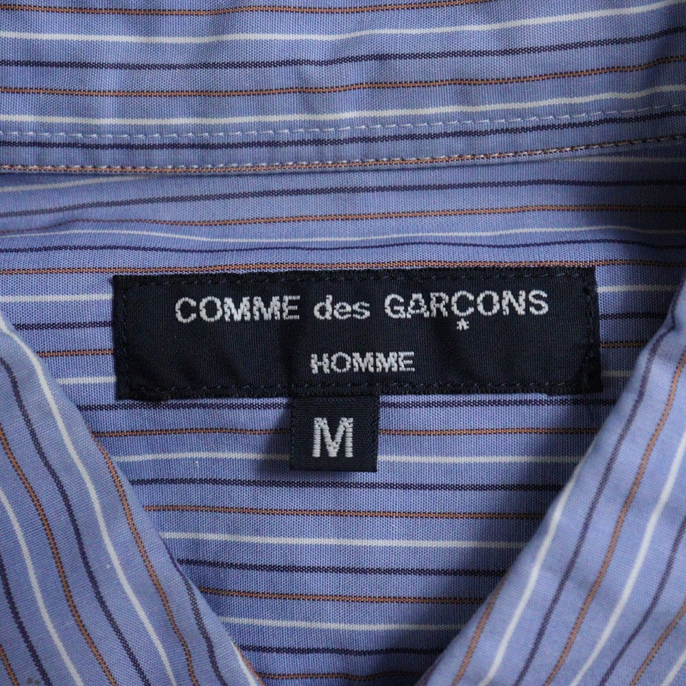 COMME des GARCONS HOMME(コムデギャルソンオム) 04SS アームナイロン切り替え ストライプ ロングスリーブ 長袖シャツ ブルー HO-B006 AD2004