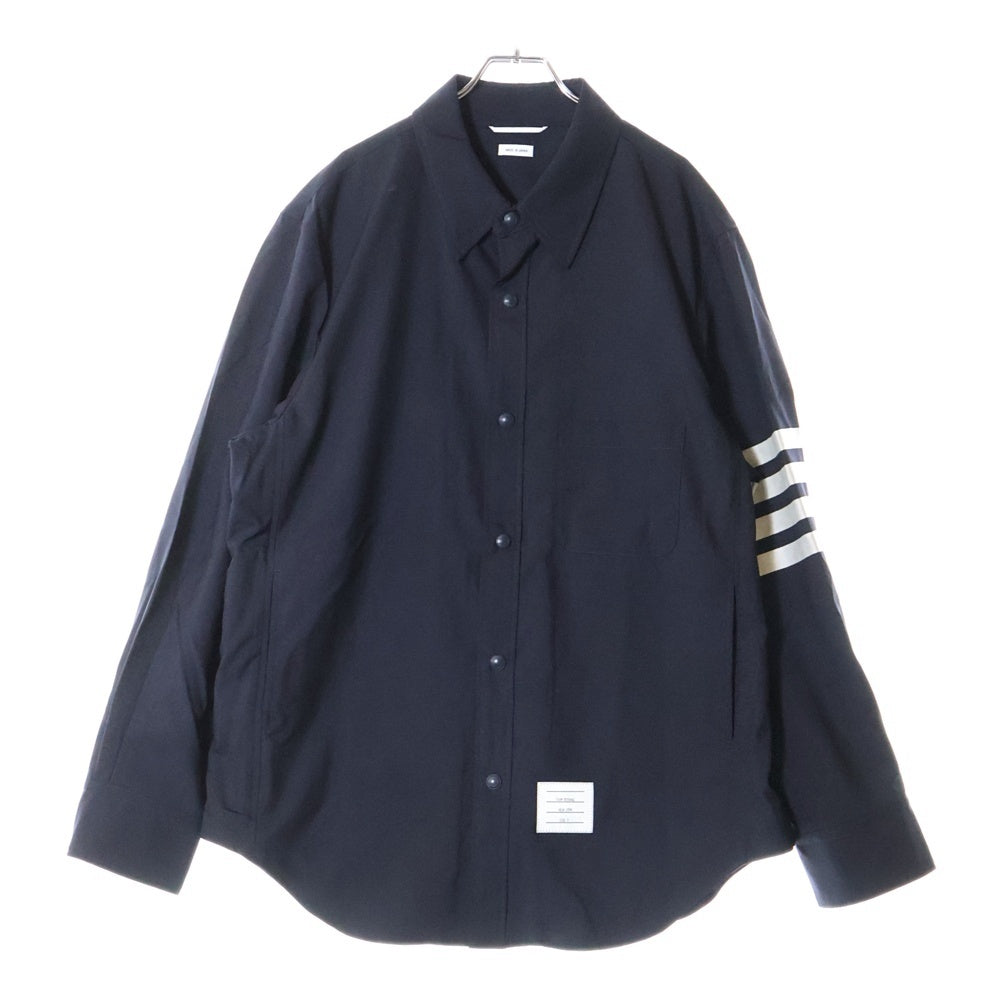 THOM BROWNE(トムブラウン) 4BAR SLEEVE SHIRT アームラインプリント 長袖シャツジャケット ネイビー MJO055A-06146-415