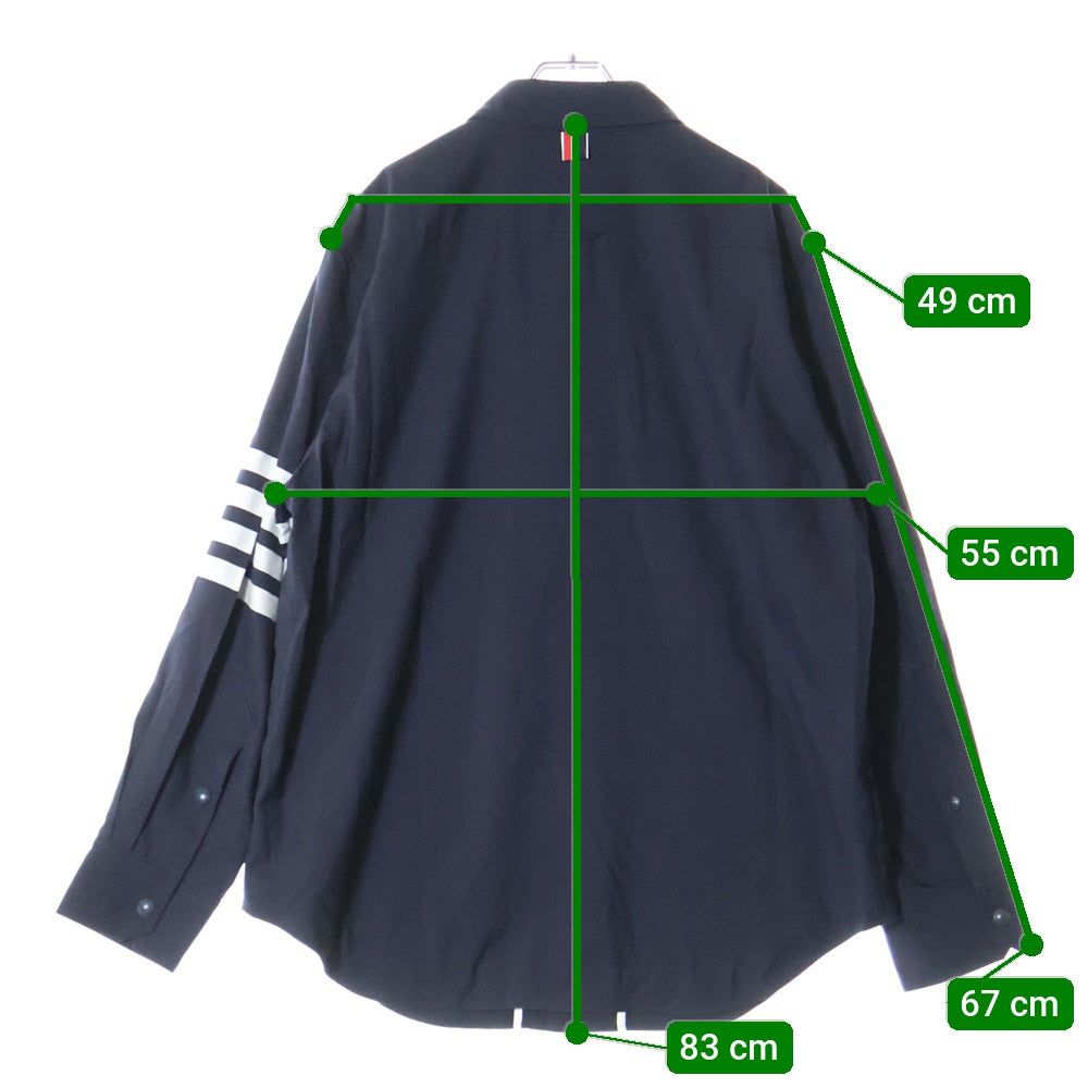 THOM BROWNE(トムブラウン) 4BAR SLEEVE SHIRT アームラインプリント 長袖シャツジャケット ネイビー MJO055A-06146-415