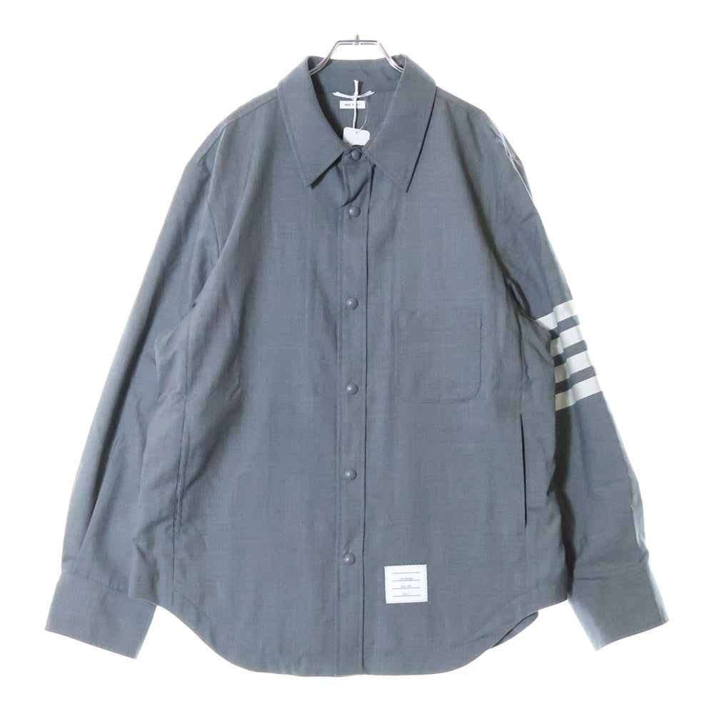 THOM BROWNE(トムブラウン) 4BAR SLEEVE SHIRT アームラインプリント 長袖シャツジャケット グレー MJO055A-06146-035