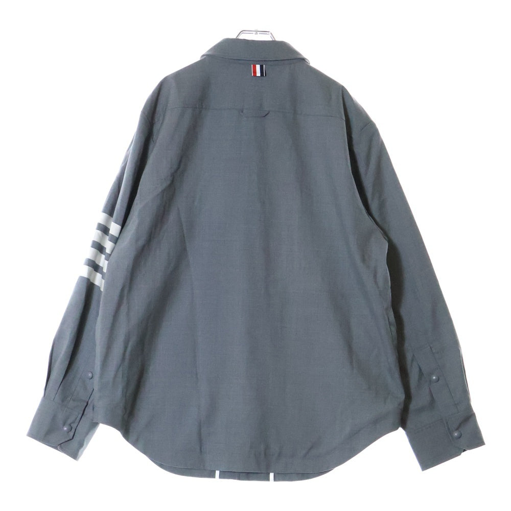 THOM BROWNE(トムブラウン) 4BAR SLEEVE SHIRT アームラインプリント 長袖シャツジャケット グレー MJO055A-06146-035