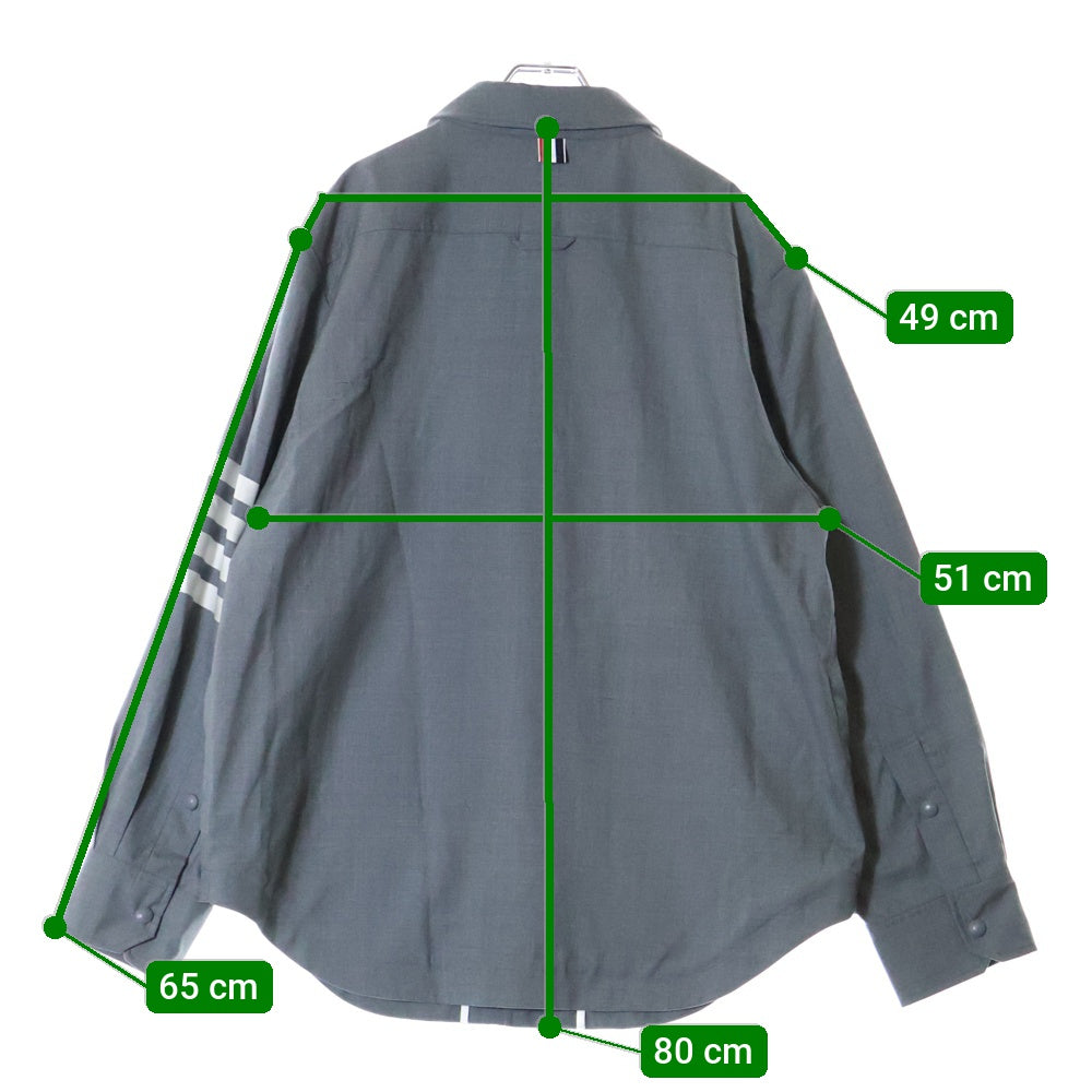 THOM BROWNE(トムブラウン) 4BAR SLEEVE SHIRT アームラインプリント 長袖シャツジャケット グレー MJO055A-06146-035