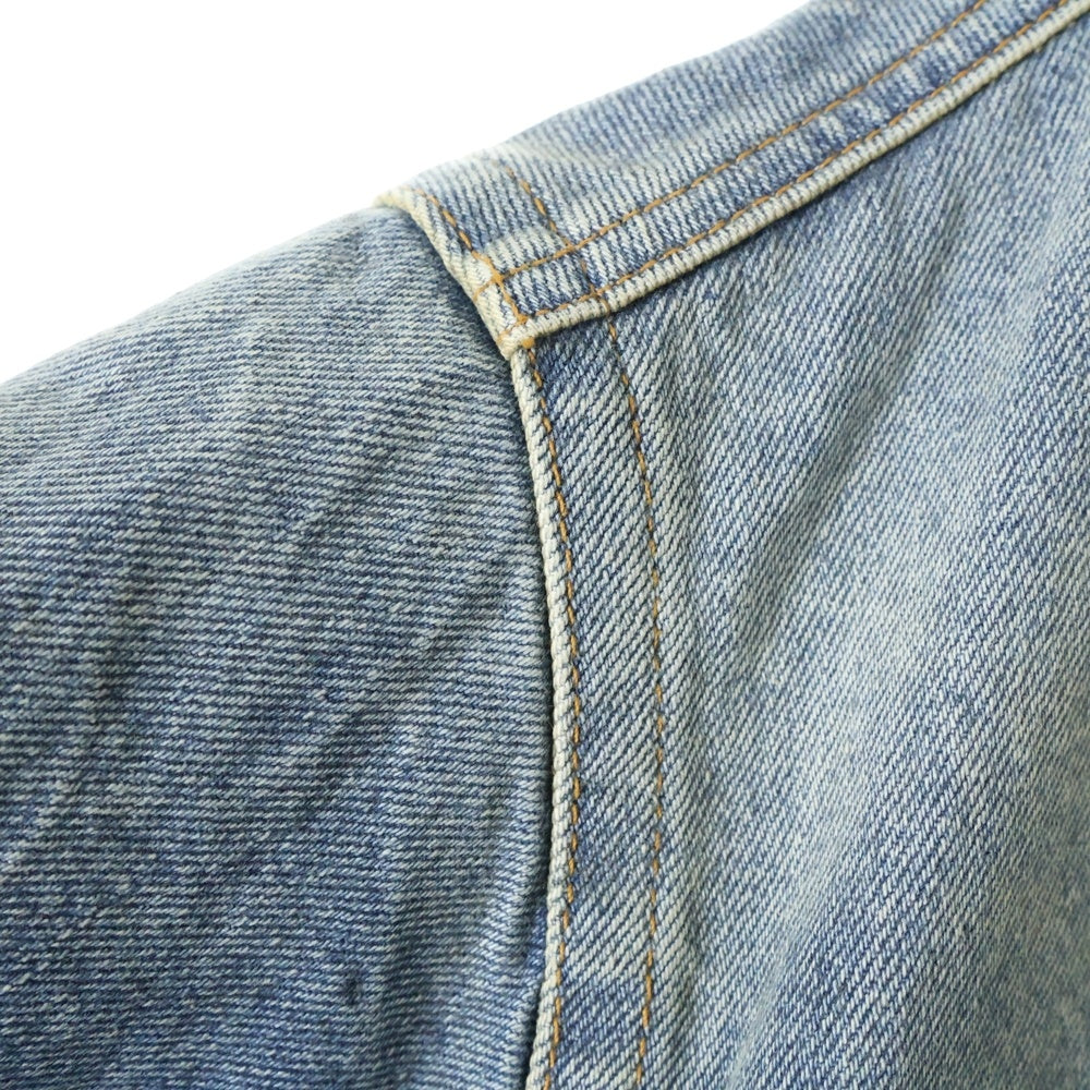 MM6 Maison Margiela(エムエムシックスメゾンマルジェラ) 23AW PADDED DENIM JACKET 襟ボア切り替え フロントロゴ 中綿 デニムジャケット インディゴ S52AM0263 S30828