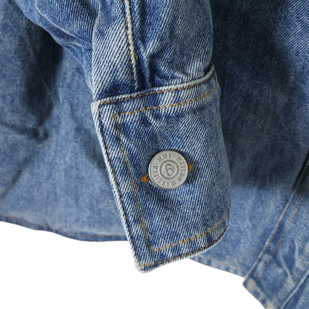 MM6 Maison Margiela(エムエムシックスメゾンマルジェラ) 23AW PADDED DENIM JACKET 襟ボア切り替え フロントロゴ 中綿 デニムジャケット インディゴ S52AM0263 S30828